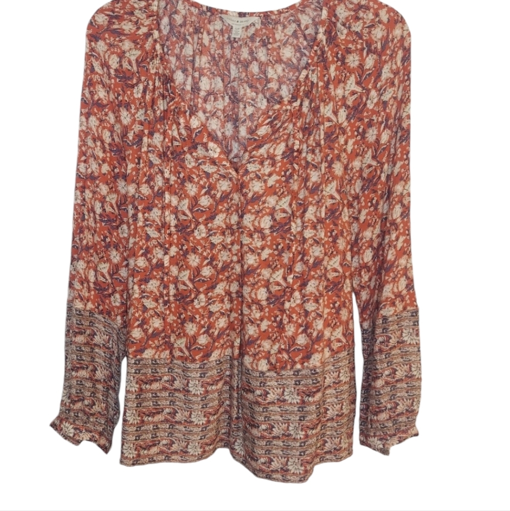 Lucky Brand NWT Boho Floral Top Long Sleeved Size S P